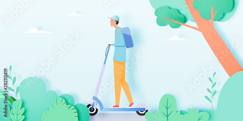 Man on electric scooter