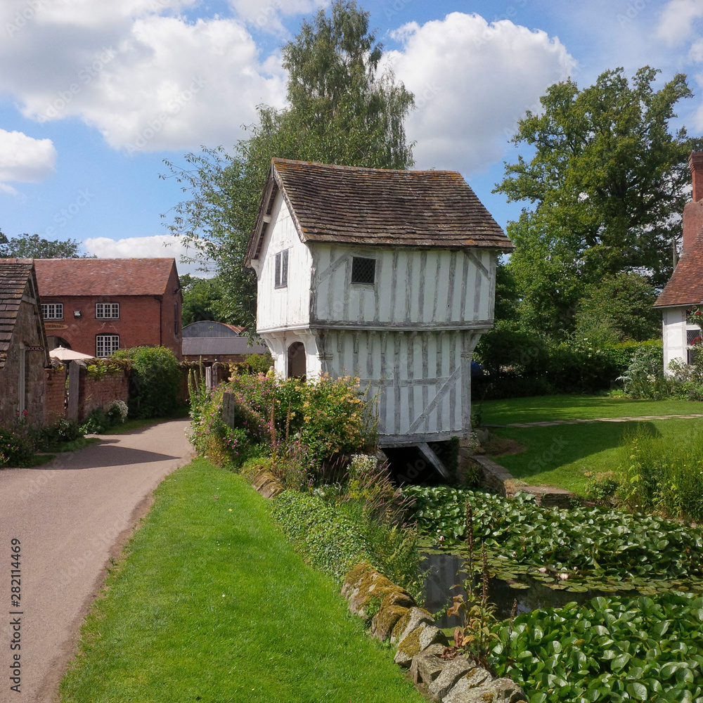 old cottages in an english village with half timbering