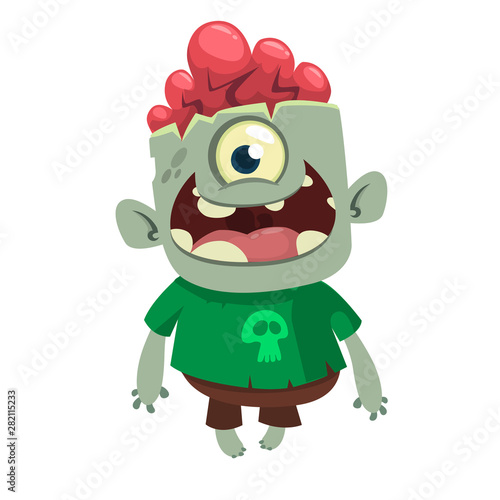 Cartoon scary zombie. Halloween vector illustration