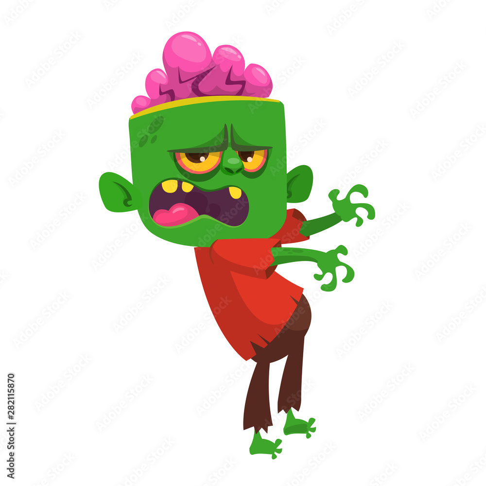 Fototapeta premium Cartoon scary zombie. Halloween vector illustration