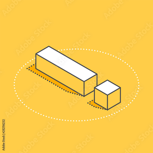 iisometric vector icon on a yellow background, exclamation point simple graphic photo