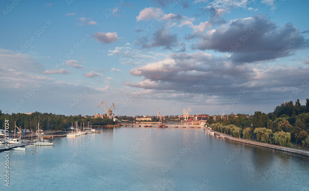 panorama of the evening city. Mykolaiv, Ukraine. Nikolaev