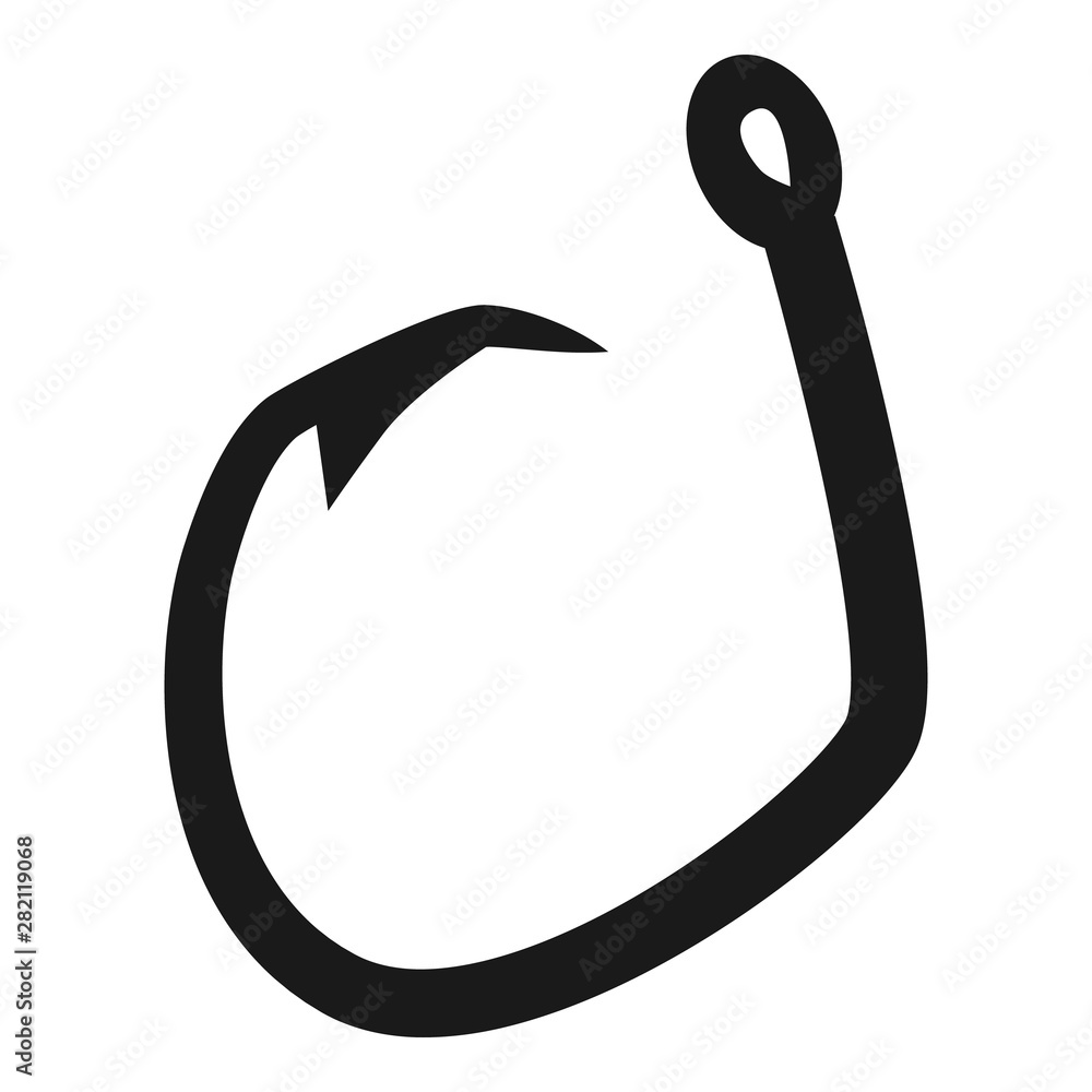 Fishing hook icon. Simple illustration of fishing hook vector icon for web  design isolated on white background Stock Vector