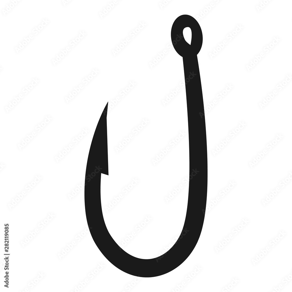 Metal fishing hook icon. Simple illustration of metal fishing hook vector icon for web design isolated on white background