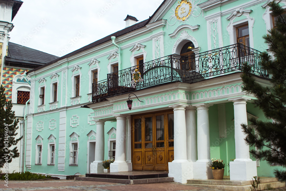 Sergiyev Posad, Russia. - May, 2019: historic buildings on site in Trinity Sergius Lavra near Moscow.