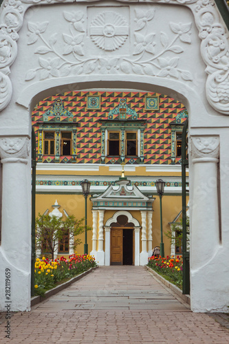 Sergiyev Posad  Russia. - May  2019  historic buildings on site in Trinity Sergius Lavra near Moscow.