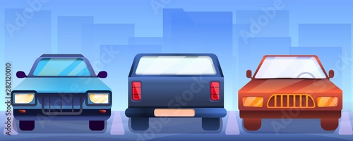 Pickup cars concept banner. Cartoon illustration of pickup cars vector concept banner for web design