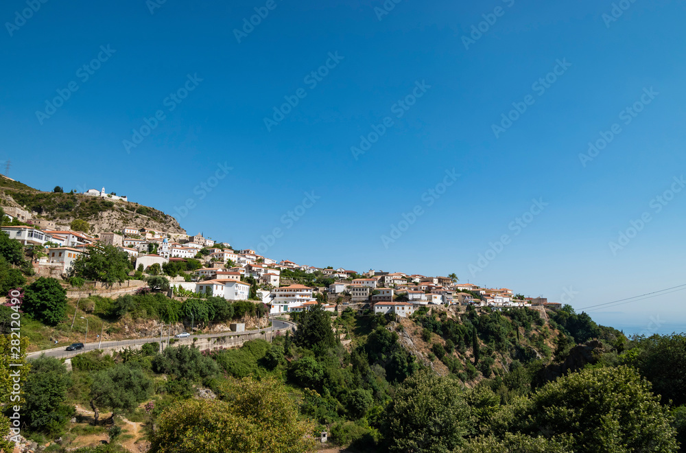 View of Dhermi touristic village in Albania.