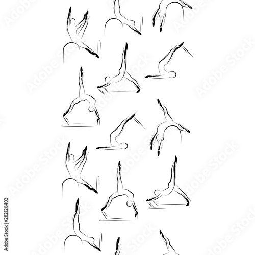 Pilates Poses  Seamless Vector Pattern Border