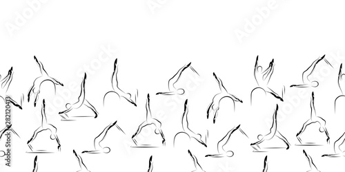 Pilates Poses  Seamless Vector Pattern Border