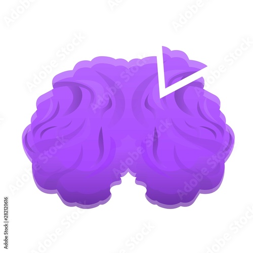 Violet brain icon. Cartoon of violet brain vector icon for web design isolated on white background photo