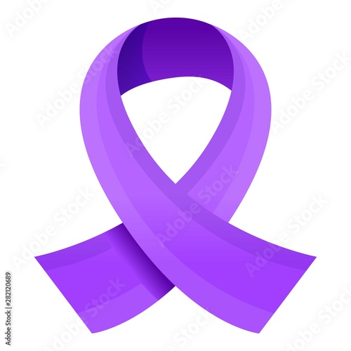 Purple ribbon icon. Cartoon of purple ribbon vector icon for web design isolated on white background