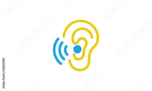 Hearing, ear love logo icon vector template