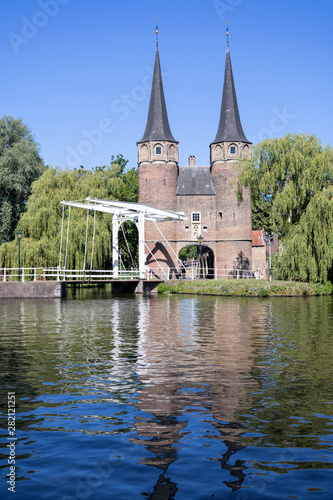 The Oostpoort (Eastern Gate) in Delft, The Netherlands. Built around 1400, this is the only remaining gate of the old city walls. © Björn Wylezich
