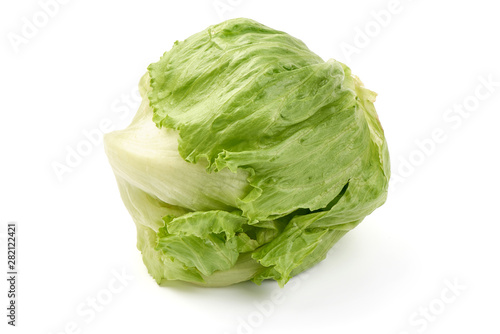Green ripe cabbage head, isolated on white background