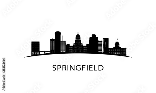 Springfield city skyline. Black cityscape isolated on white background. Vector banner. photo