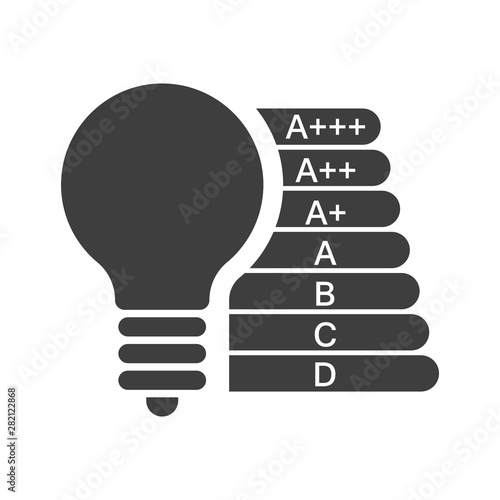 Icon bulbs with different coefficients of energy consumption. Vector on a white background