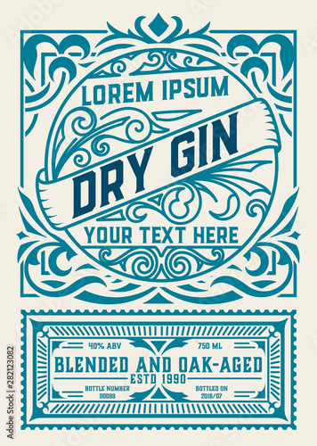 Vintage Gin label. Vector layered