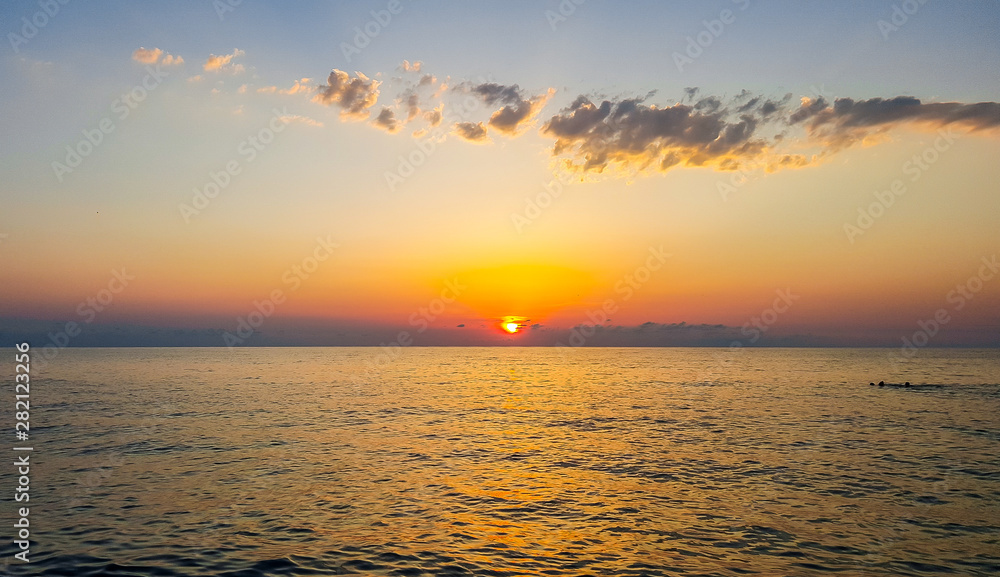 Sunset on the sea. Batumi, Georgia