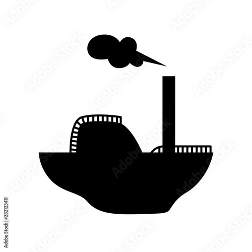 Cartoon ship silhouette isolated on white