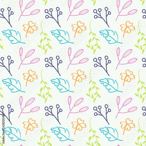 Hand drawn modern decorative floral seamless pattern