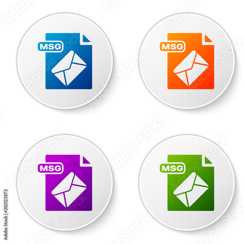 Color MSG file document. Download msg button icon isolated on white background. MSG file symbol. Set icons in circle buttons. Vector Illustration