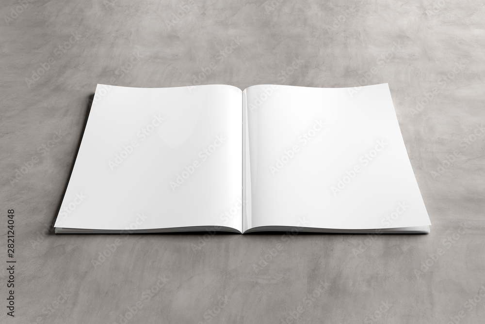 Blank A4 magazine mockup on concrete 3D rendering Blank A4 magazine mockup on concrete 3D rendering