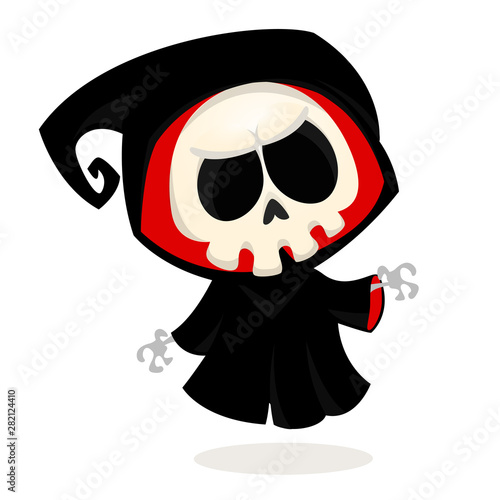 Cute cartoon grim reaper. Halloween vector illustration