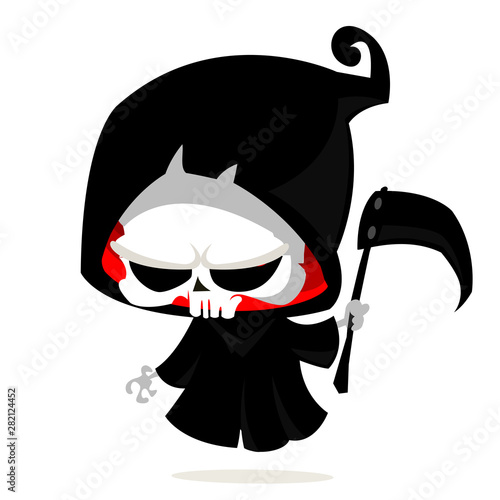 Cute cartoon grim reaper. Halloween vector illustration