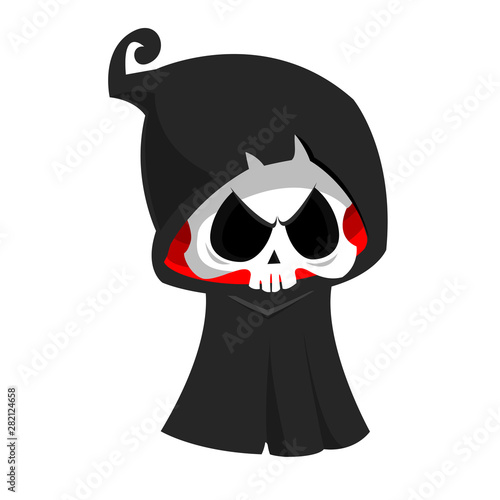 Cute cartoon grim reaper. Halloween vector illustration
