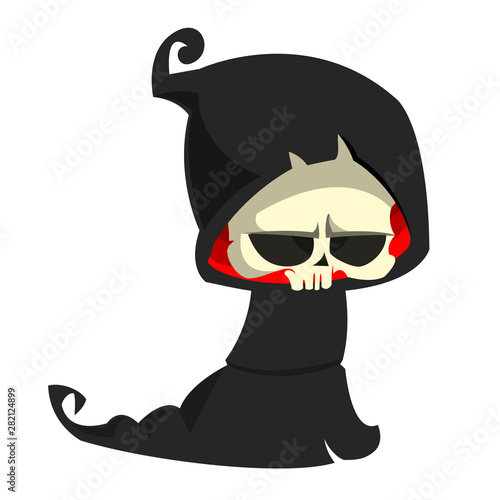 Cute cartoon grim reaper. Halloween vector illustration