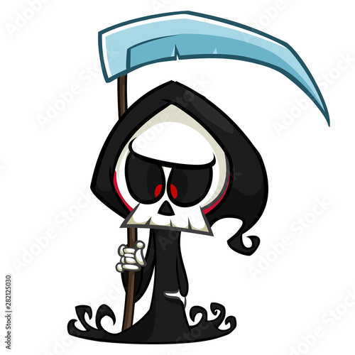 Cute cartoon grim reaper. Halloween vector illustration