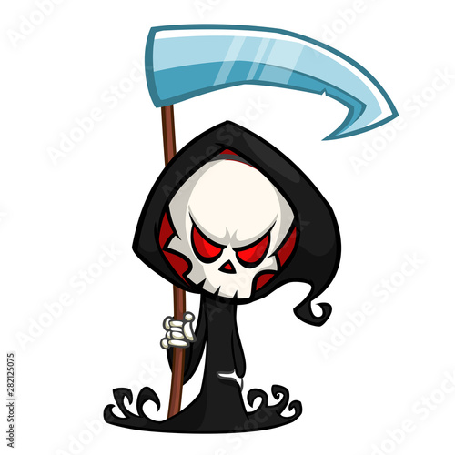 Cute cartoon grim reaper. Halloween vector illustration