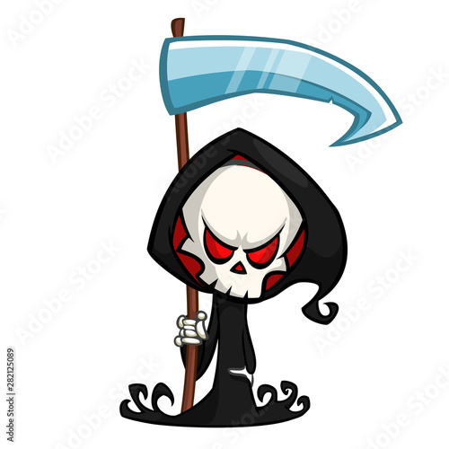 Cute cartoon grim reaper. Halloween vector illustration