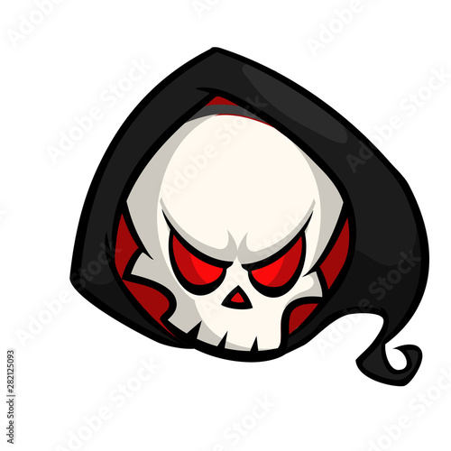 Cute cartoon grim reaper. Halloween vector illustration