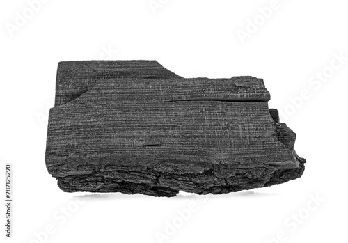 Natural wood charcoal isolated on white background. Traditional charcoal or hard wood charcoal.