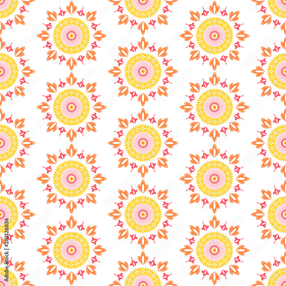 Seamless pattern with ethnic motif. Summer and sunny vector illustration.