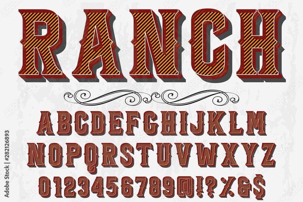 font handcrafted typeface vector vintage named vintage ranch - obrazy, fototapety, plakaty 