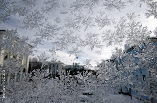 ice patterns on window glass