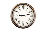 Vintage Clock in Roman numerals Isolated on White