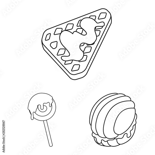 Vector illustration of sweet and product sign. Collection of sweet and caramel stock vector illustration.