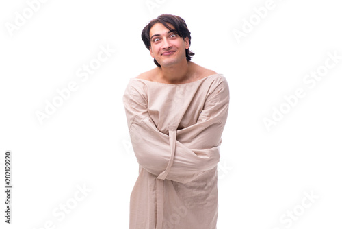 Young mad man isolated on white