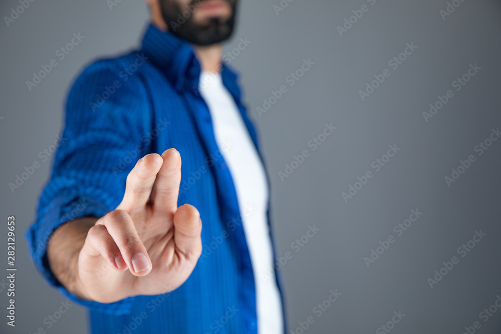 man empty palm on dark background man empty palm on dark background
