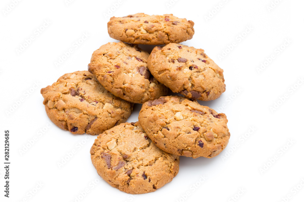 Chocolate chip cookie isolated on white background. Chocolate chip cookie isolated on white background.