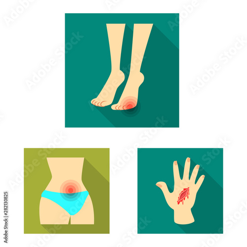 Vector illustration of damage and wound sign. Set of damage and rendering stock vector illustration.