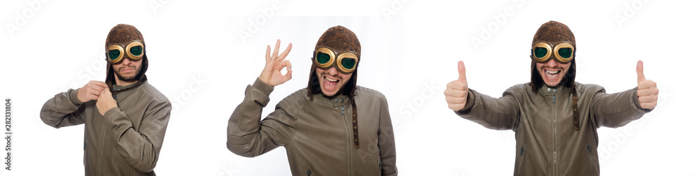 Funny pilot isolated on the white Funny pilot isolated on the white