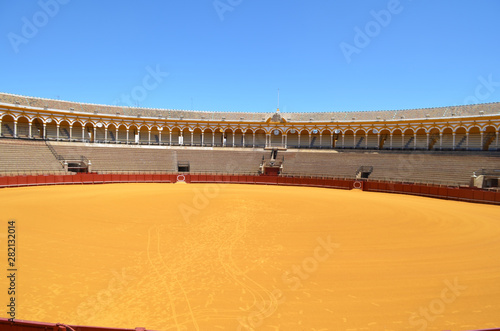 Bright Yellow Sand in Bullfight Ring Seville Spain