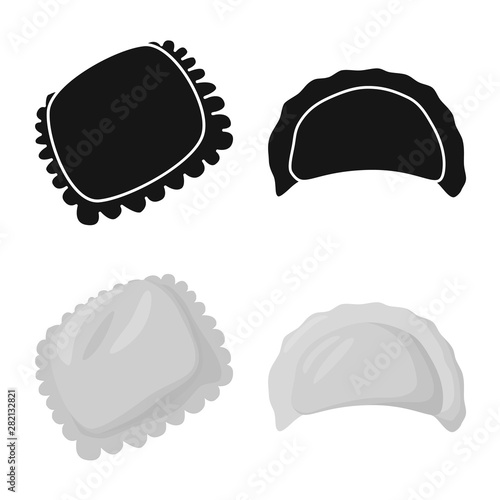 Vector design of products and cooking sign. Collection of products and appetizer stock symbol for web.
