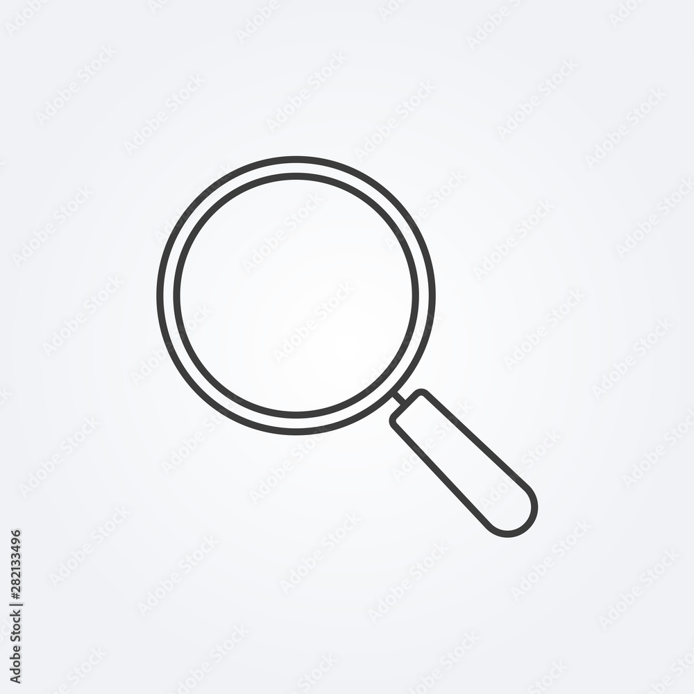 Magnify line icon. Search and find symbol. Magnifier or Magnifying glass logo. Vector illustration. Magnify line icon. Search and find symbol. Magnifier or Magnifying glass logo. Vector illustration.
