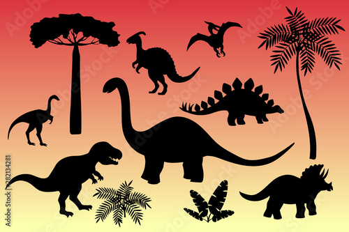 Dinosaur silhouette set